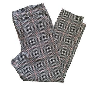 Old Navy Pixie Pants SZ 10 Black Gray Plaid High Rise Skinny Cotton Blend Ankle